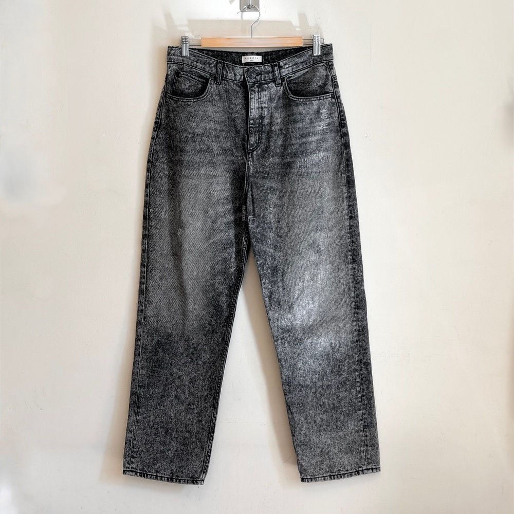 Sandro High Waist Straight Leg Jeans in Grey/Black Wash Size 42 (10)